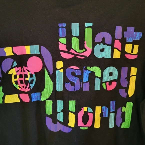 Walt Disney World Black Long Sleeve Tee With Neon Print - Picture 4 of 6